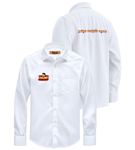 TVK Printed White Shirt – Premium Cotton Shirt for Men