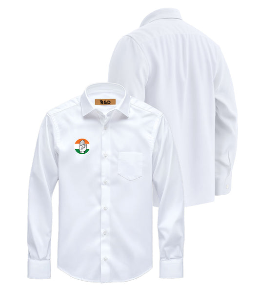 Congress Printed White Shirt – Premium Cotton Shirt for Men