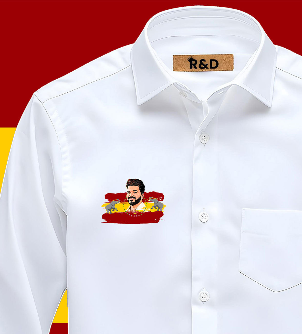 TVK Printed White Shirt – Premium Cotton Shirt for Men