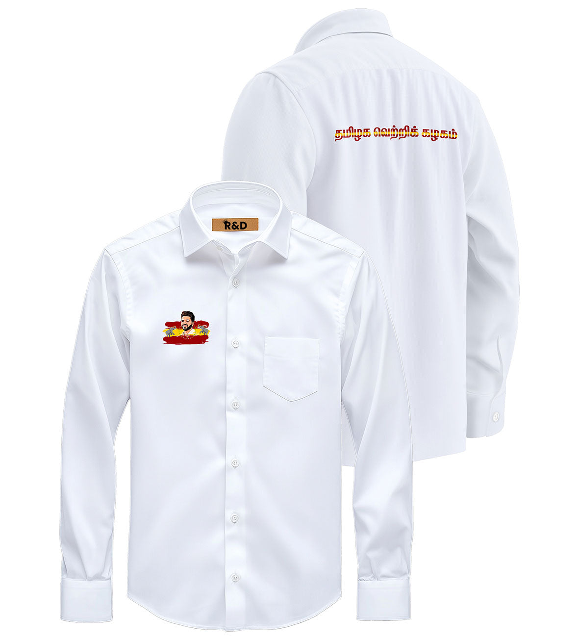 TVK Printed White Shirt – Premium Cotton Shirt for Men