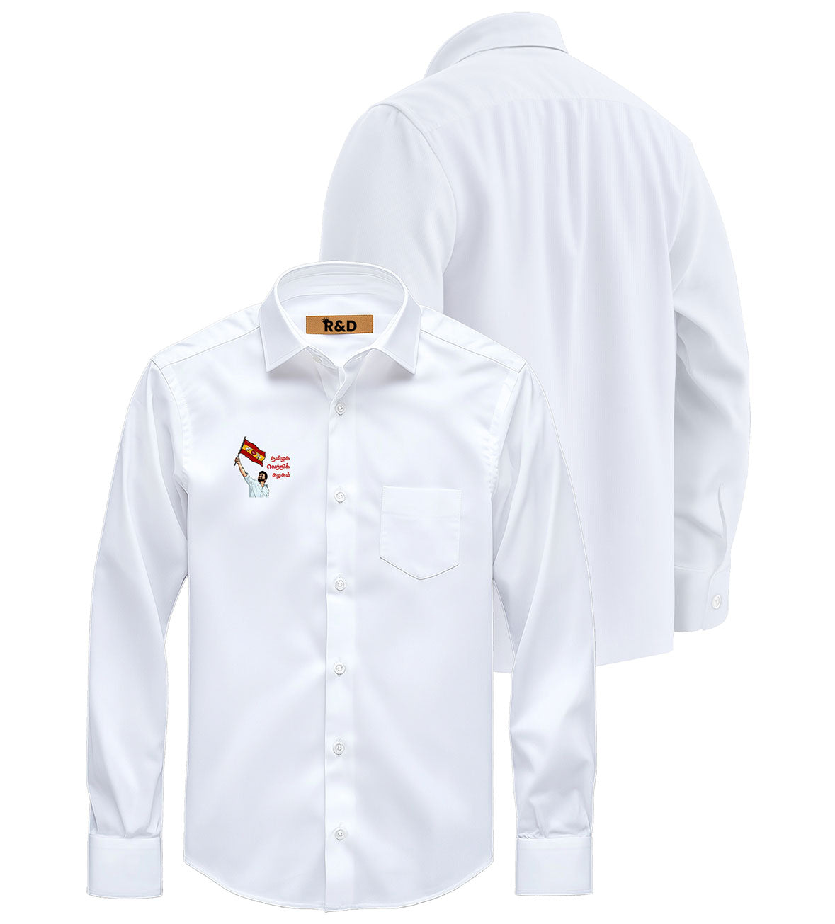 TVK Printed White Shirt – Premium Cotton Shirt for Men