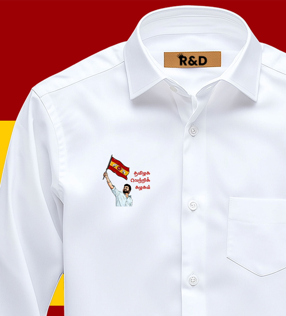 TVK Printed White Shirt – Premium Cotton Shirt for Men