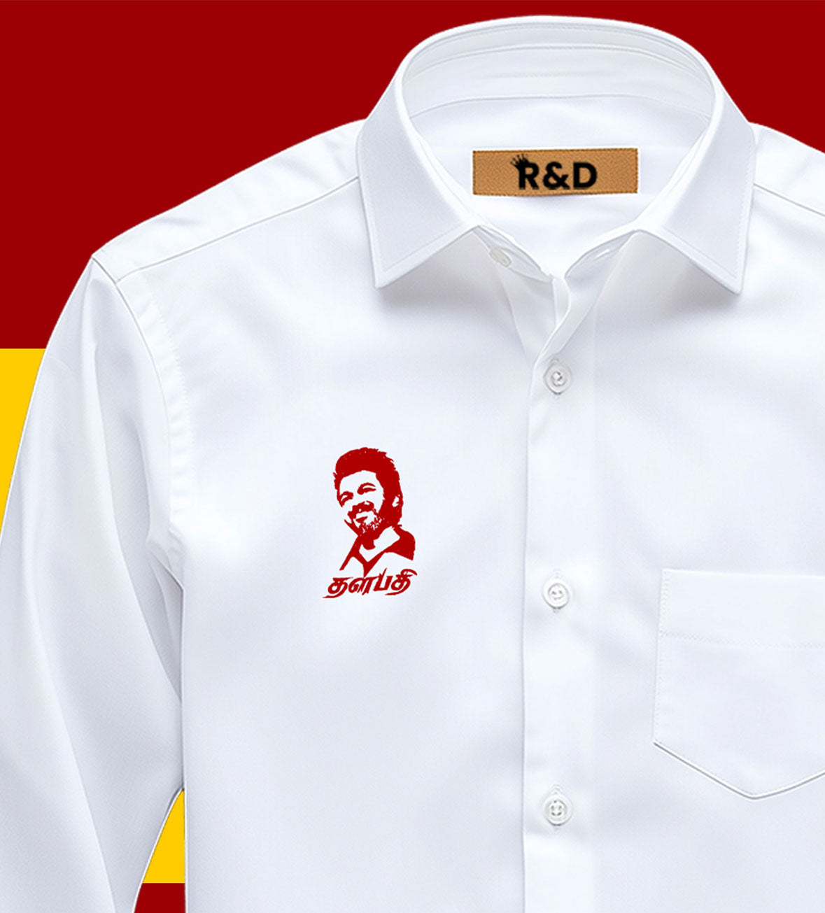 TVK Printed White Shirt – Premium Cotton Shirt for Men