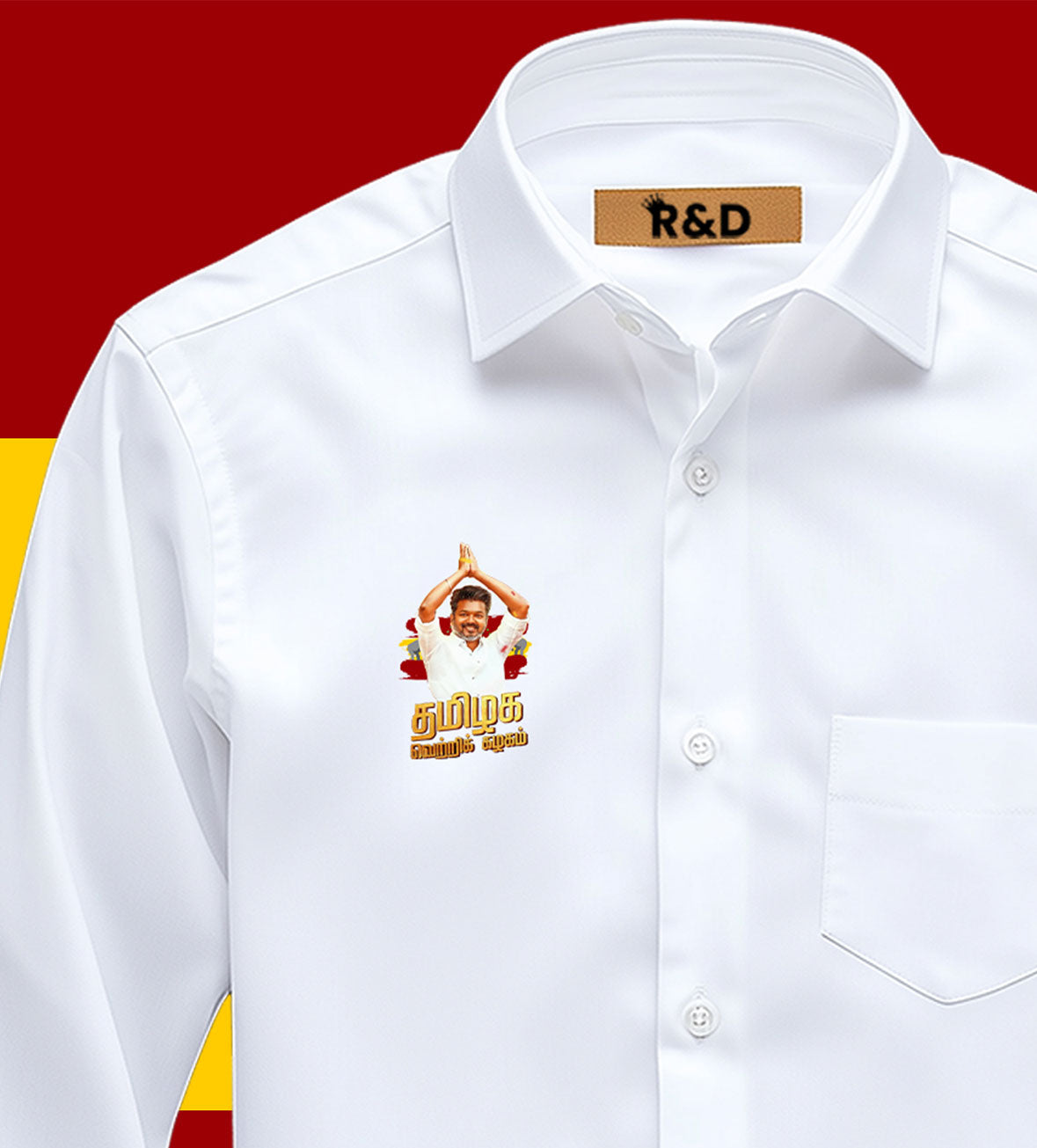 TVK Printed White Shirt – Premium Cotton Shirt for Men