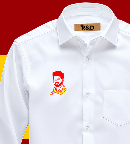 TVK Printed White Shirt – Premium Cotton Shirt for Men