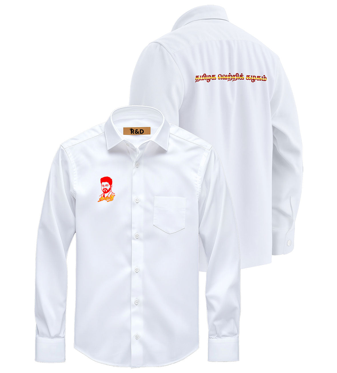 TVK Printed White Shirt – Premium Cotton Shirt for Men