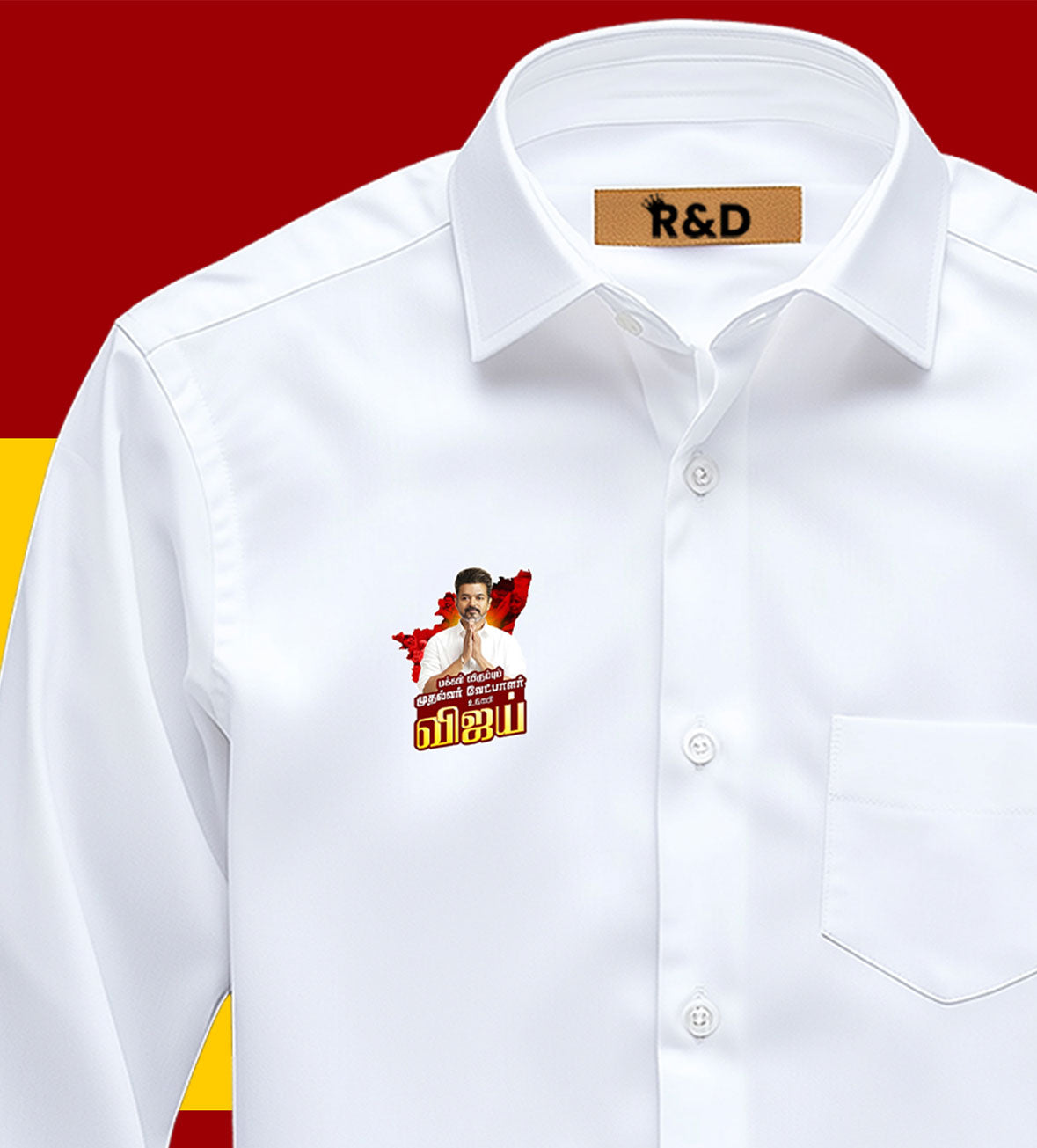 TVK Printed White Shirt – Premium Cotton Shirt for Men